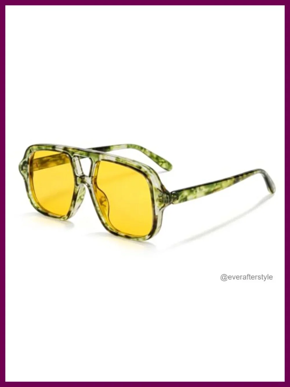 Oversized Square Aviator Sunglasses UV400 Protection Unisex Double Bridge Retro